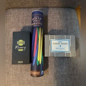 Fun game lot! 3 oldschool revamped games.Pickup sticks,memory and pop music quiz